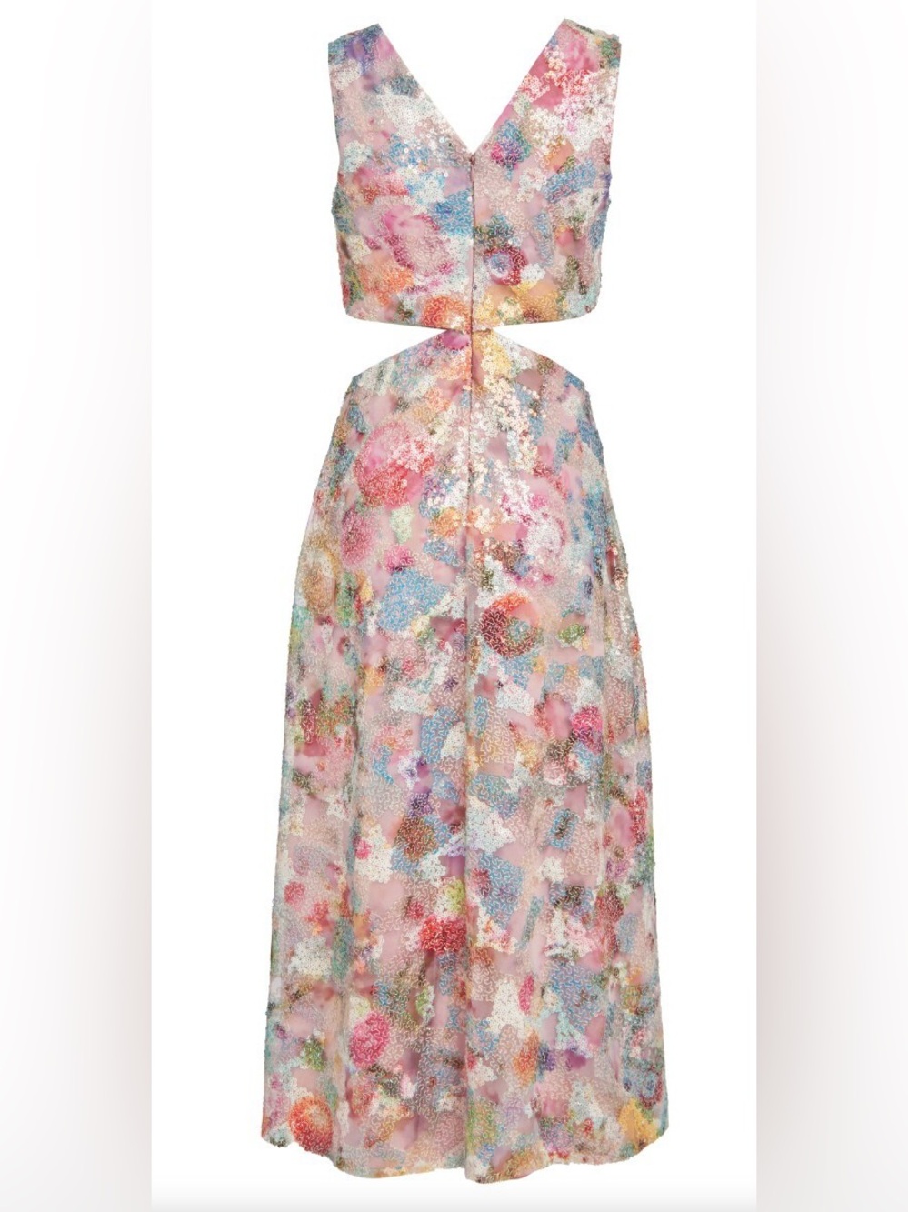 Markarian Monaca Watercolor Sequin Cutout Midi Dress | Size 8 | Worn Once | Saks